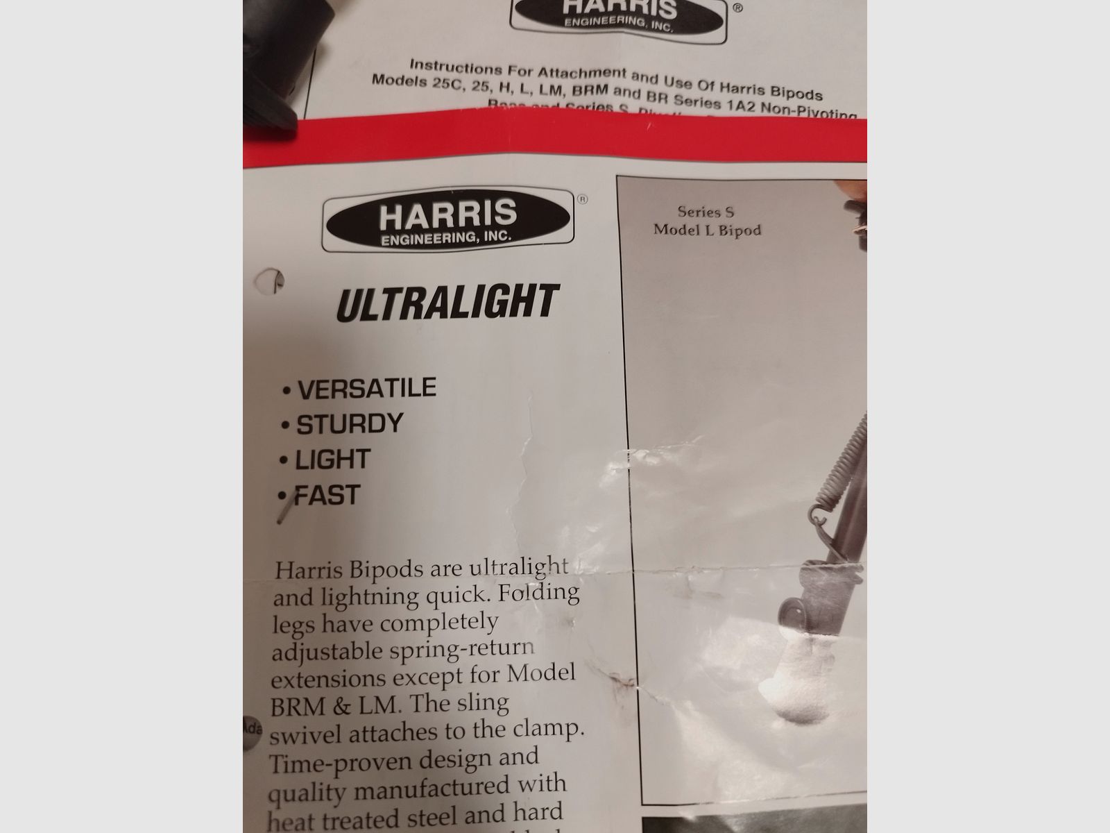 Original Harris Zweibein Bipod Lightweight Riemenbügelaufnahme 