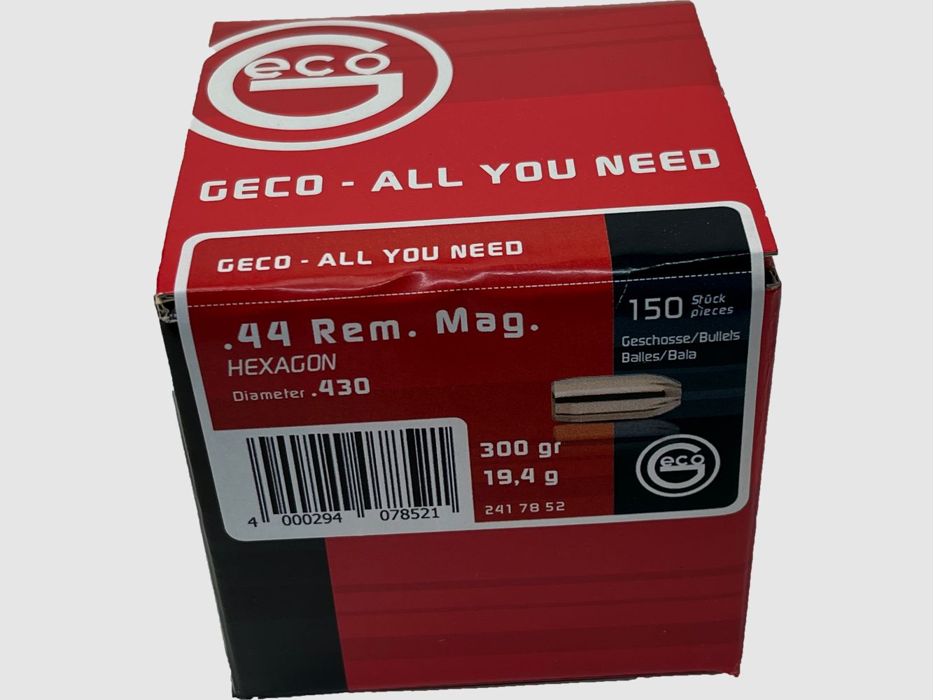 Geco Hexagon Geschosse .44  Mag 300grs