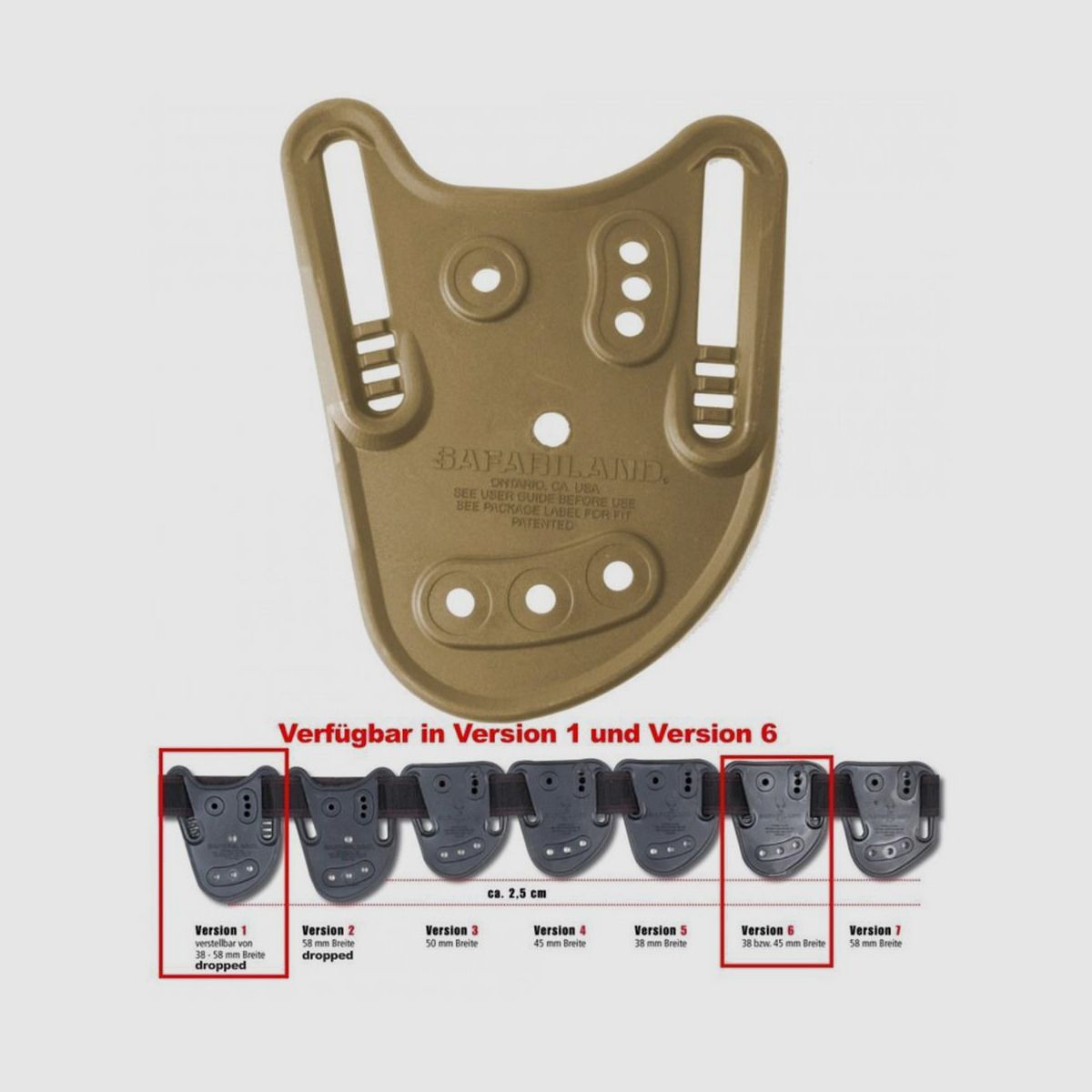 SAFARILAND Gürtelschlaufe Modell 567BL FDE brown Version 1 dropped = verstellbar von 38 - 58 mm Breite