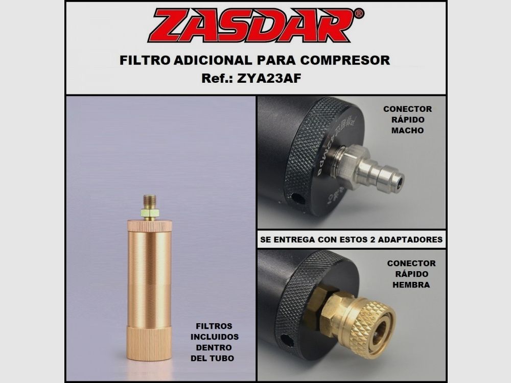 Luftfilter mit Anschlüssen für Kompressor und Handpumpen