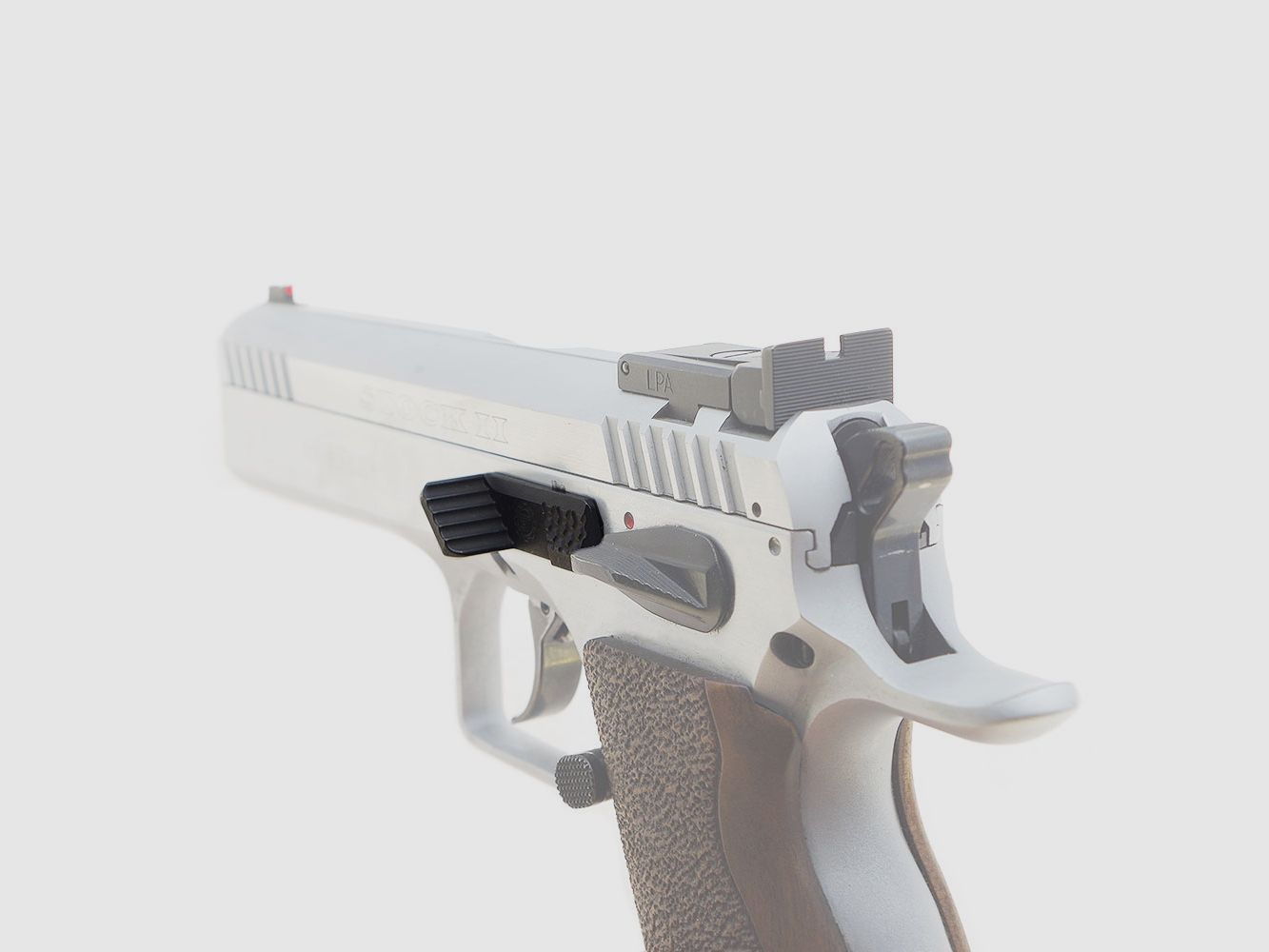 Eemann Tech closure catch lever with thumb rest Tanfoglio slide stop with thumb rest