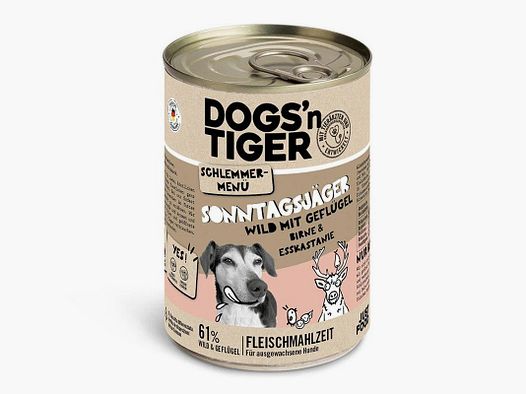 Dogs'n Tiger Hunde Nassfutter Sonntagsjäger Wild & Geflügel 400 g