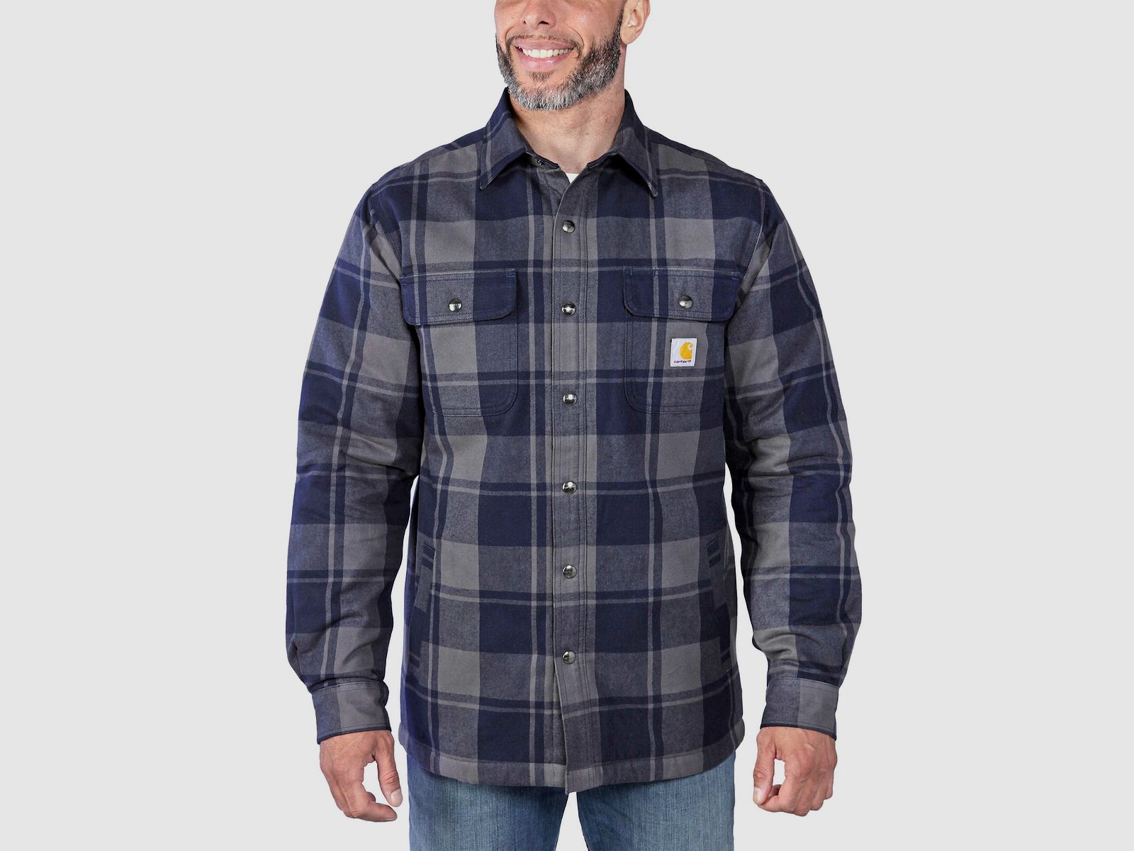 Carhartt Lined Flannel Shirt Jacket Mens Navy XXL