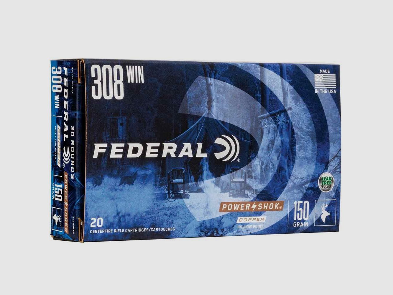 .308 Win. Federal Power Shok Copper HP 9.7g/150grs. Federal Ammunition