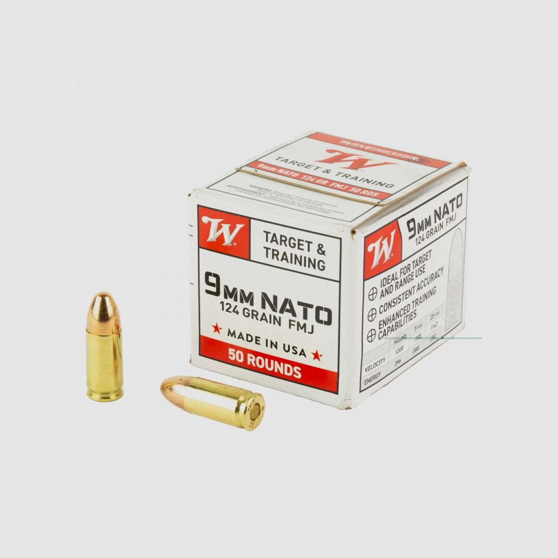 MUNICION WINCHESTER 9 MM. 124 GR FMJ ( 50 UNIDADES), imagen 3 de 3