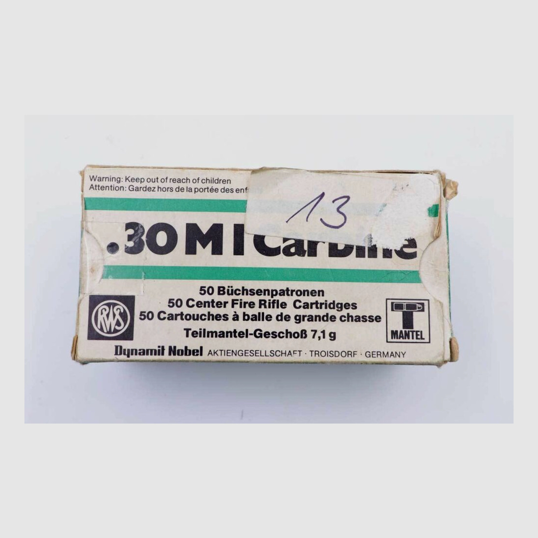 RWS (Dynamit AG) Nuremberg Rifle Cartridges .30 Carbine/M1