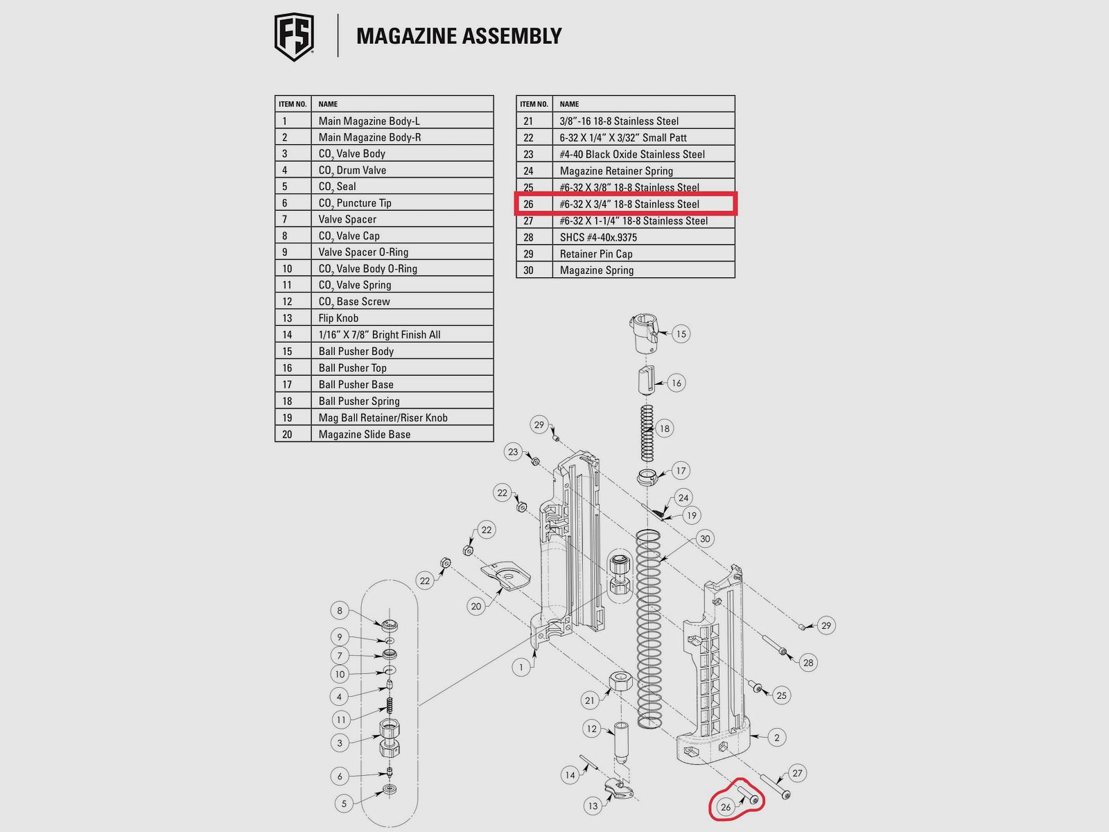 Magazzino FSC - vite di fissaggio inferiore posteriore del magazzino #26