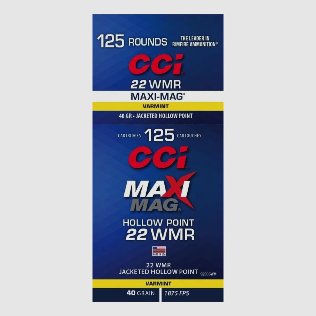 CCI Maxi-Mag JHP 40grs 125St .22wmr, afbeelding 2 van 3