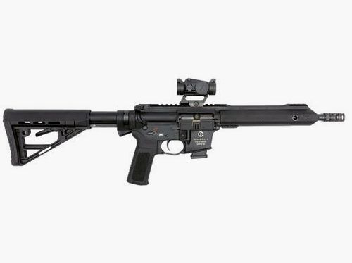 Schmeisser AR15-9 Sport Cal. 9mm Luger in 10,5 pollici M-Lok calcio scorrevole M14x1 e Falke Reddot