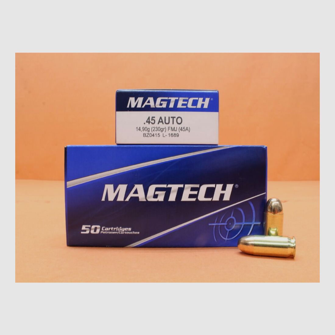 Magtech cartridge .45Auto Magtech 230grs FMJ/ FMC (45A) VE 50 cartridges/ 14.90g full metal jacket, image 1 of 2