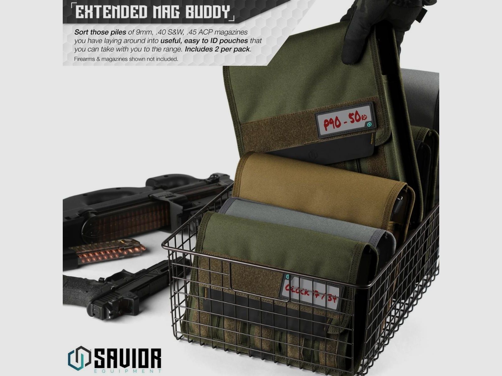 Savior – Bolsa para cargadores PCC – Extended Mag Pouch – 4 ranuras, paquete de 2 – Verde – MP-FD-EXTX4-2P-OG, imagen 2 de 6