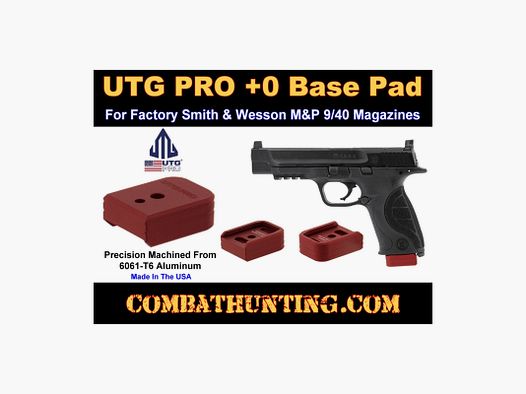 UTG PRO +0 Base Pad, S&W M&P 9/40, Matte Red Aluminum