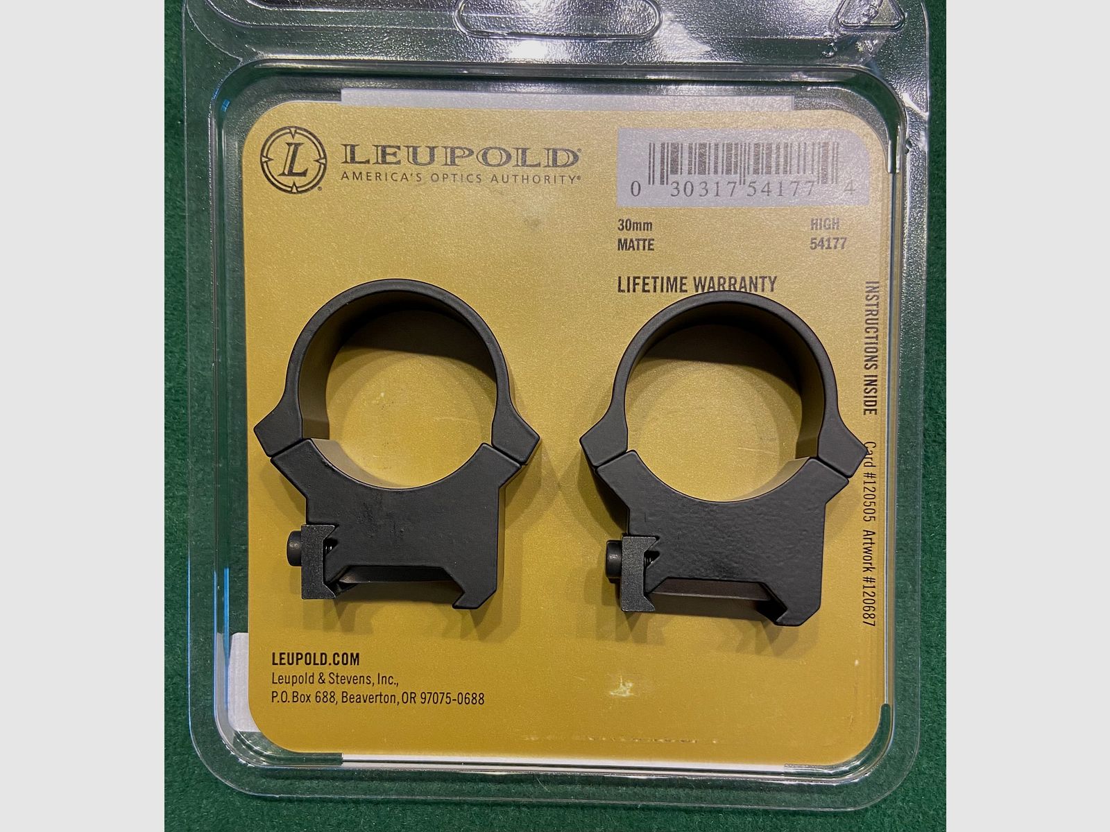 Leupold  Picatinny RINGE 30mm High (H=12,18mm) Stahl, Matt
