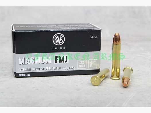 RWS .22 WMR FMJ 40gr. 2,6g 50 pièces Prix dégressifs