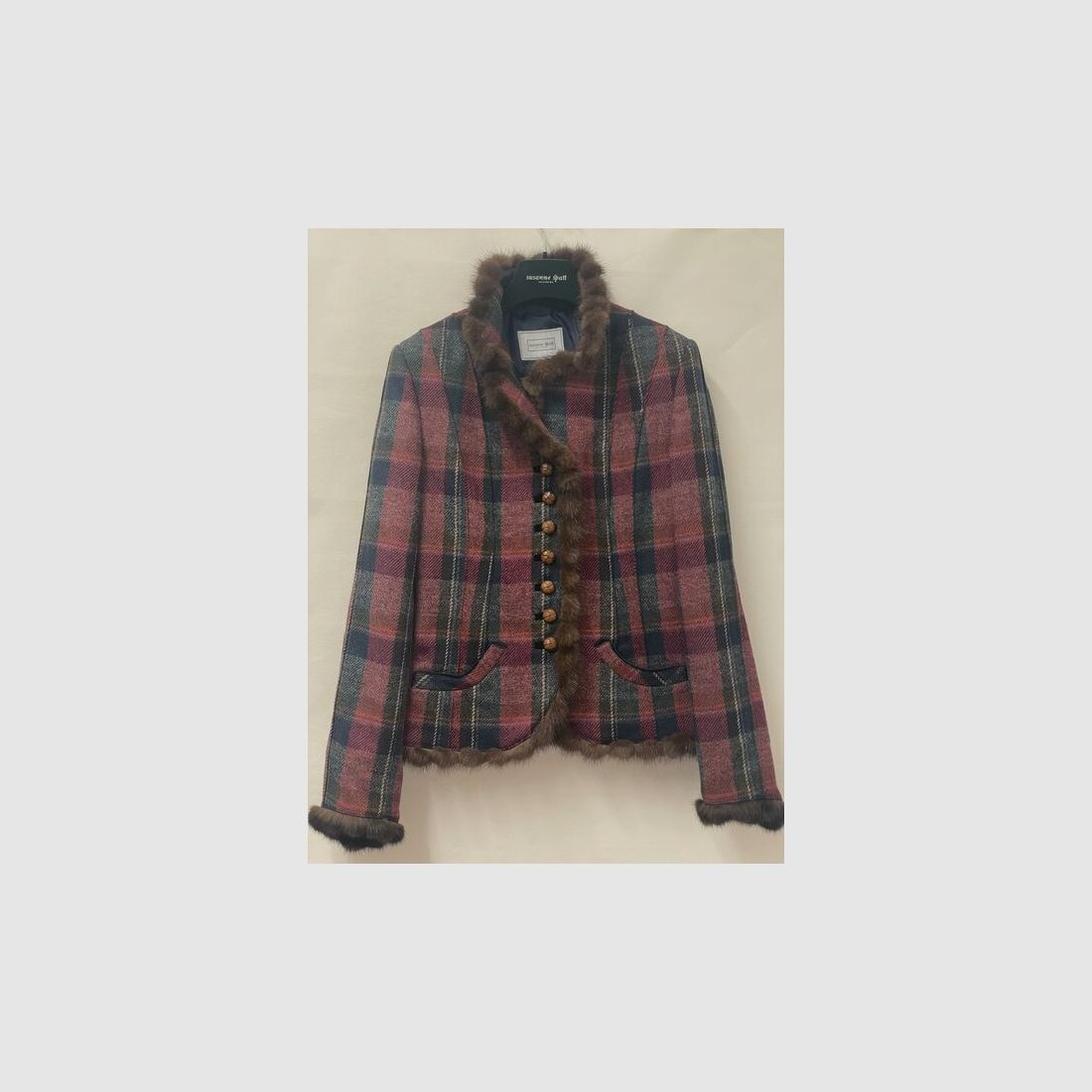 Giacca Susanne Spatt Anna Tweed Check Vino/Navy/Grigio Visone Marrone Scuro