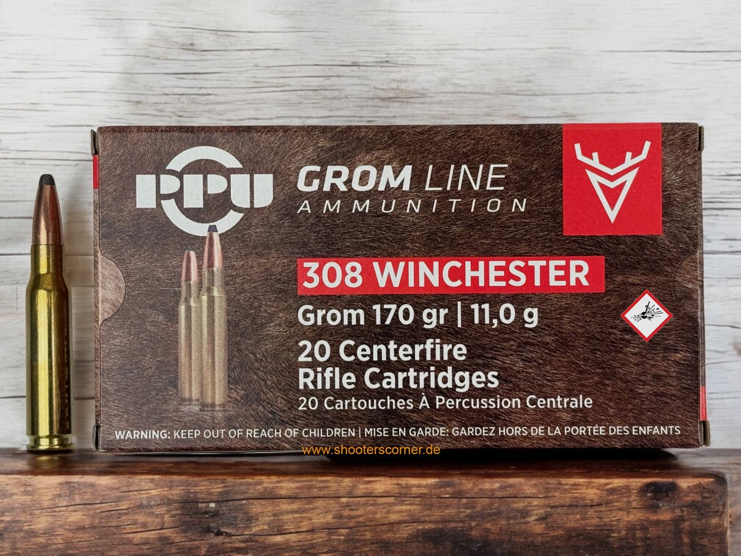 PRVI Partizan cartucho de rifle GROM Cal. .308 Win. 170grs / 11,0g
