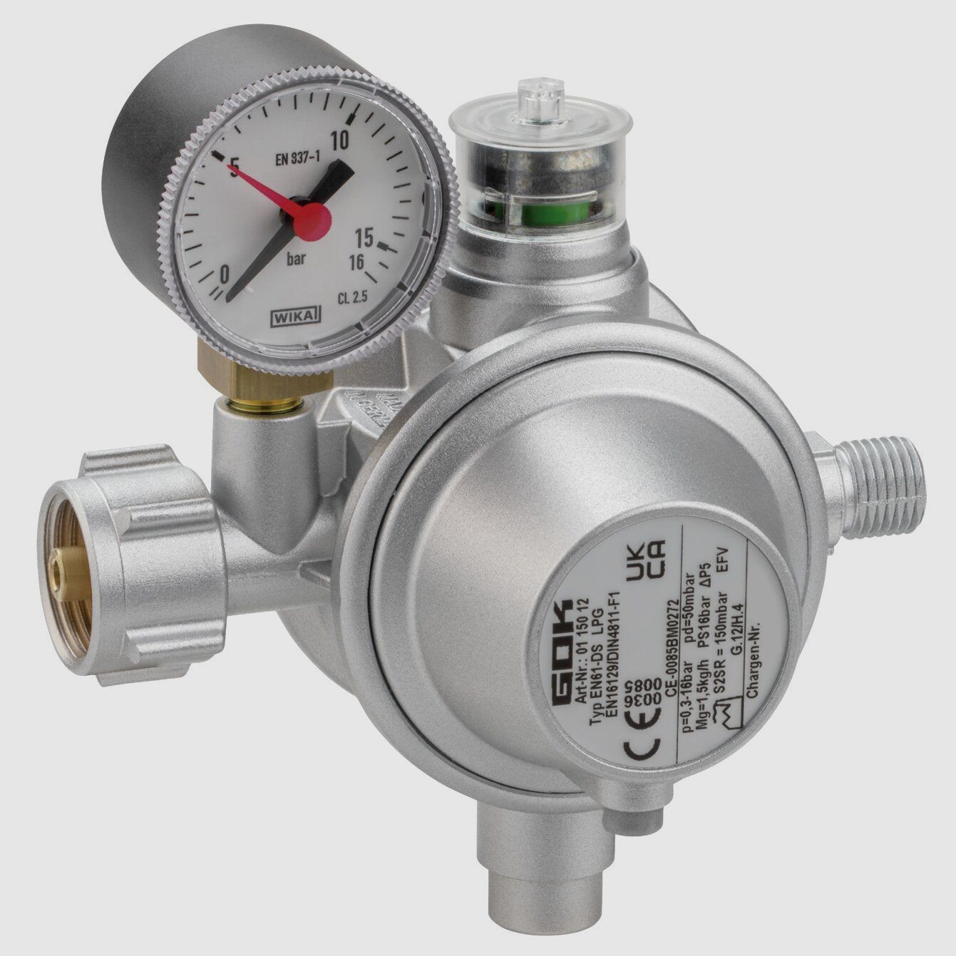 Regolatore di gas 1,5 kg/h KLF x G1/4LH-KN UEDS SBS Man.