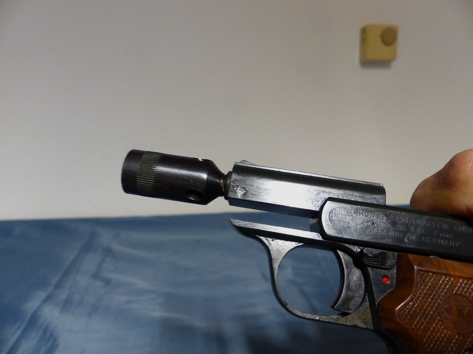 Schreckschuss Gas Pistole Rhöner SM Mod. 15 Cal. 8 mm Knall PTB 83 aus 1975 OVP vintage