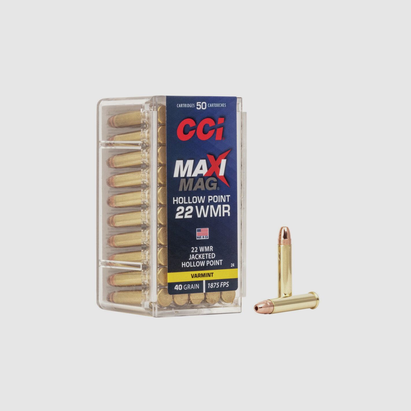 Munizione CCI Maxi-Mag – .22 WMR – 40 grains – JHP, immagine 1 di 2