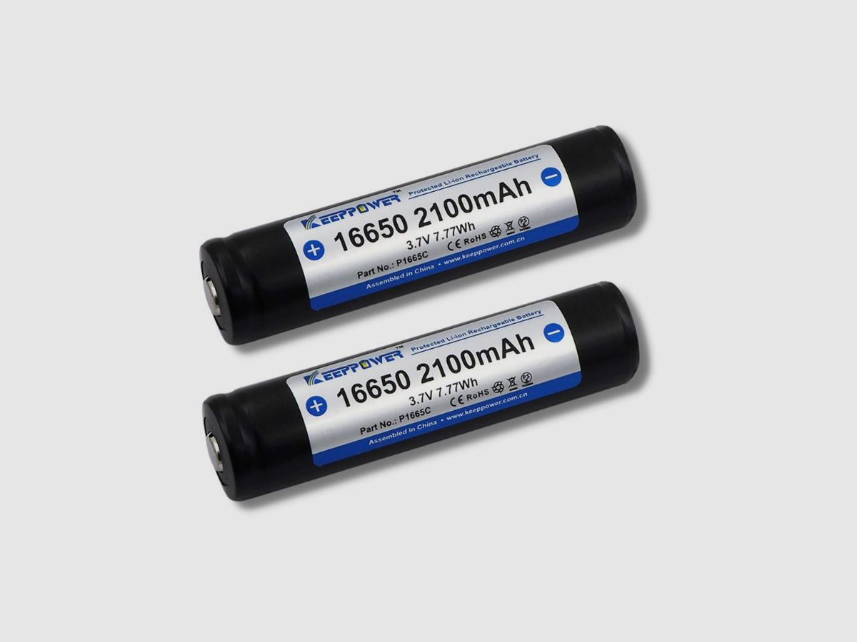 2er Set Hochkapazitäts-Akku Keeppower "XL" 2.100 mAh (Typ 16650) für THUNDER Akku-Erweitung