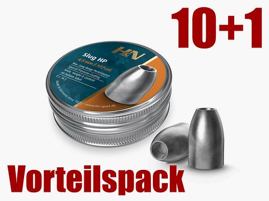 Vorsteilspack 10+1 Hohlspitz Diabolos H&N Slug HP Kaliber 4,51 mm 1,04 g 16 gr glatt 11 x 300 StĂĽck