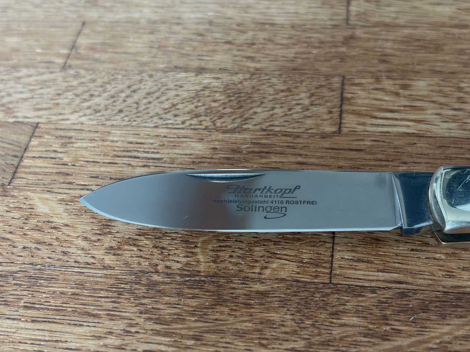 Cuchillo de bolsillo Hartkopf de madera de serpiente – Cuchillo de caballero de Solingen con herrajes de níquel plateado