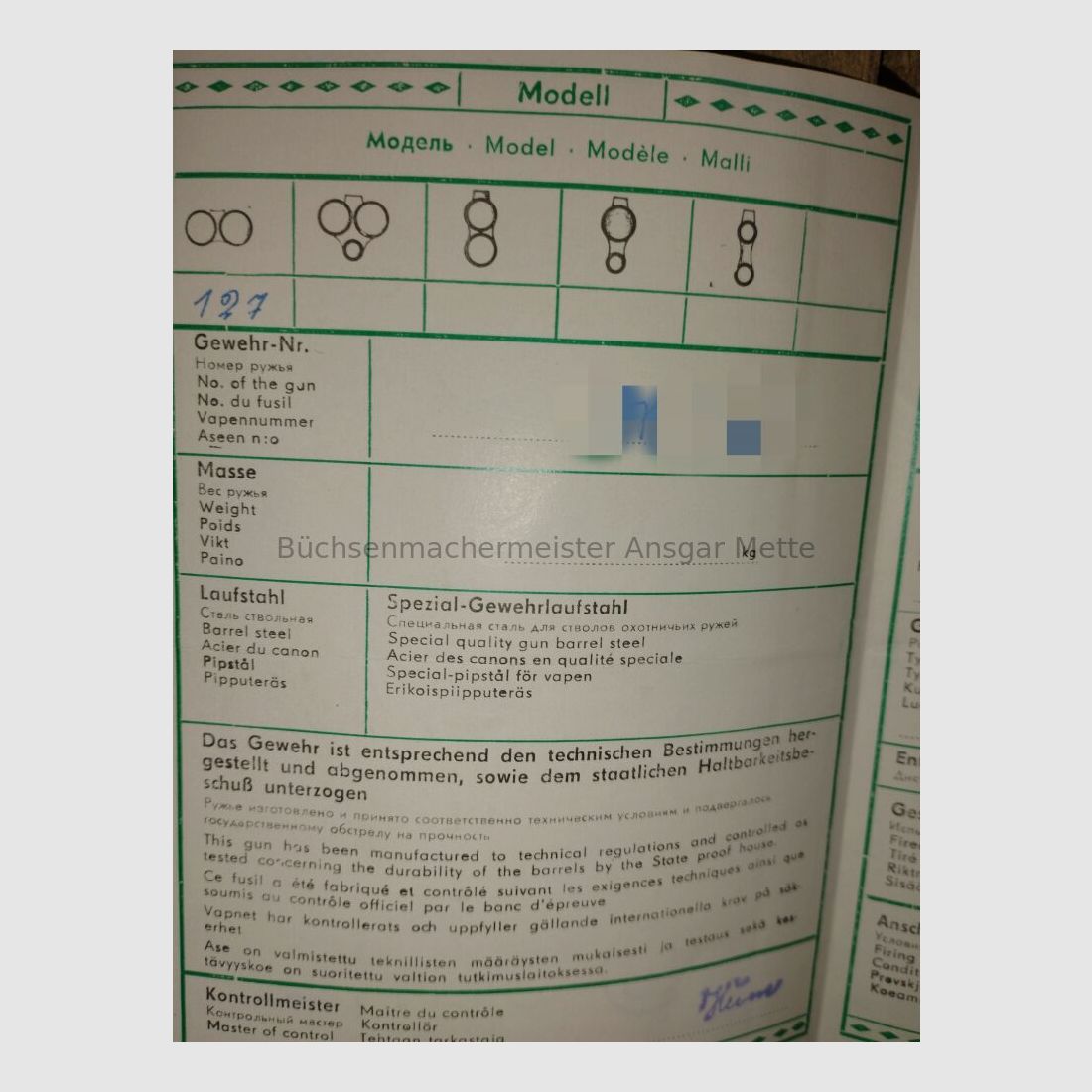 Suhler DF Modell 127 incl original Waffenpass 127