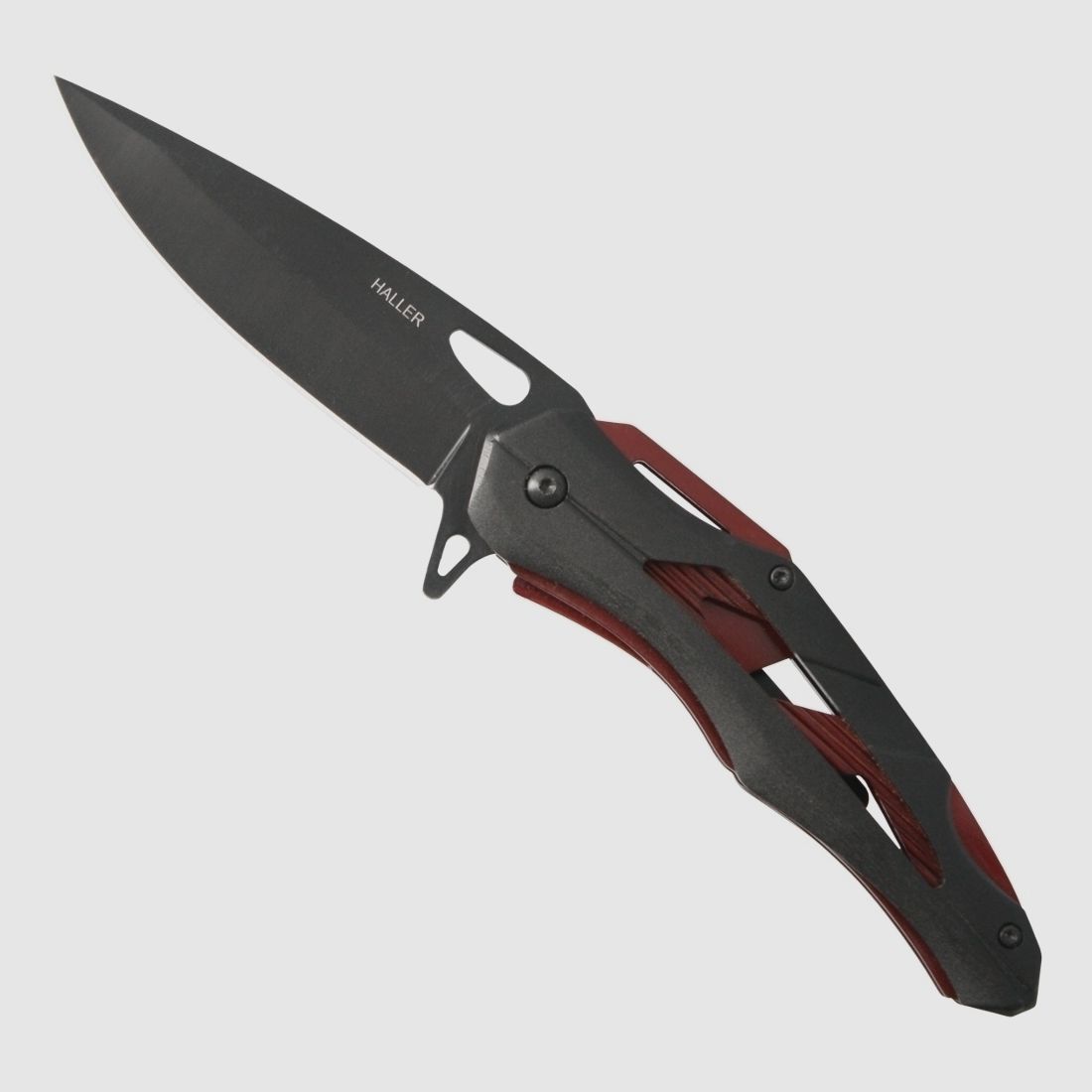 Couteau de poche pratique, couteau à une main rouge et noir avec clip