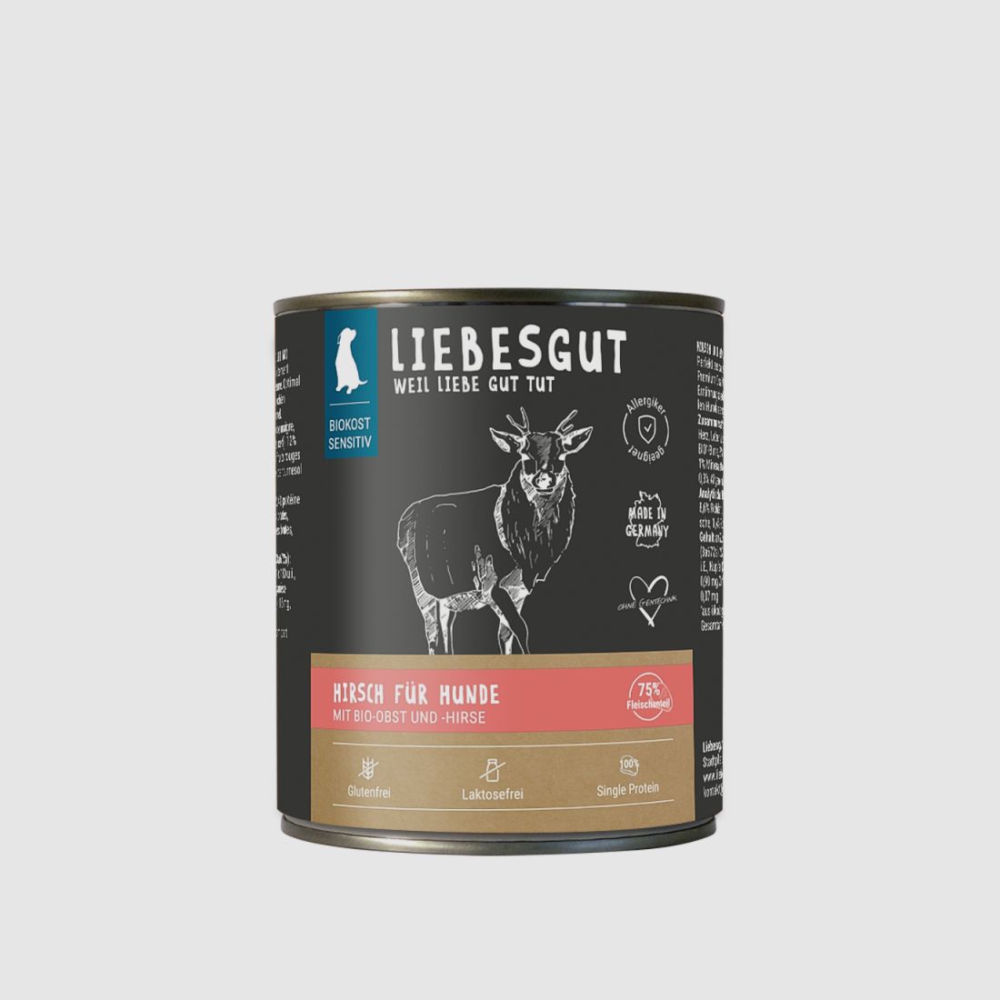 Liebesgut Hundenassfutter Hirsch mit Bio-Obst und Bio-Hirse