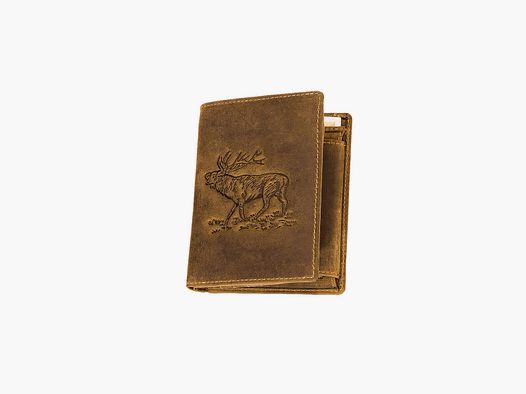 Wallet portrait format with deer embossing