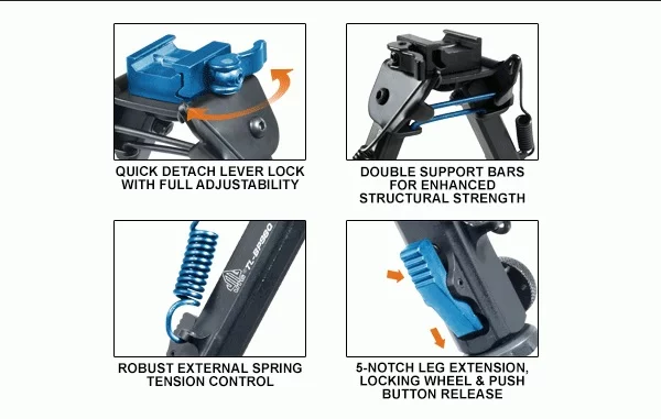 Leapers folding Super Duty OP QD bipod 6-8.5" (TL-BP98Q), image 6 of 14