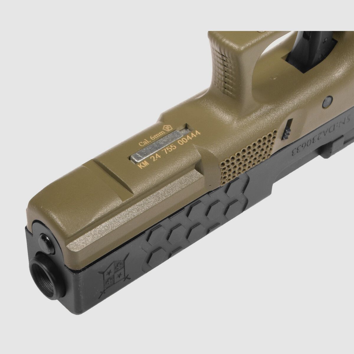 P03 GBB Airsoft Pistol with Grip Stippling in Olive | Delta Armory