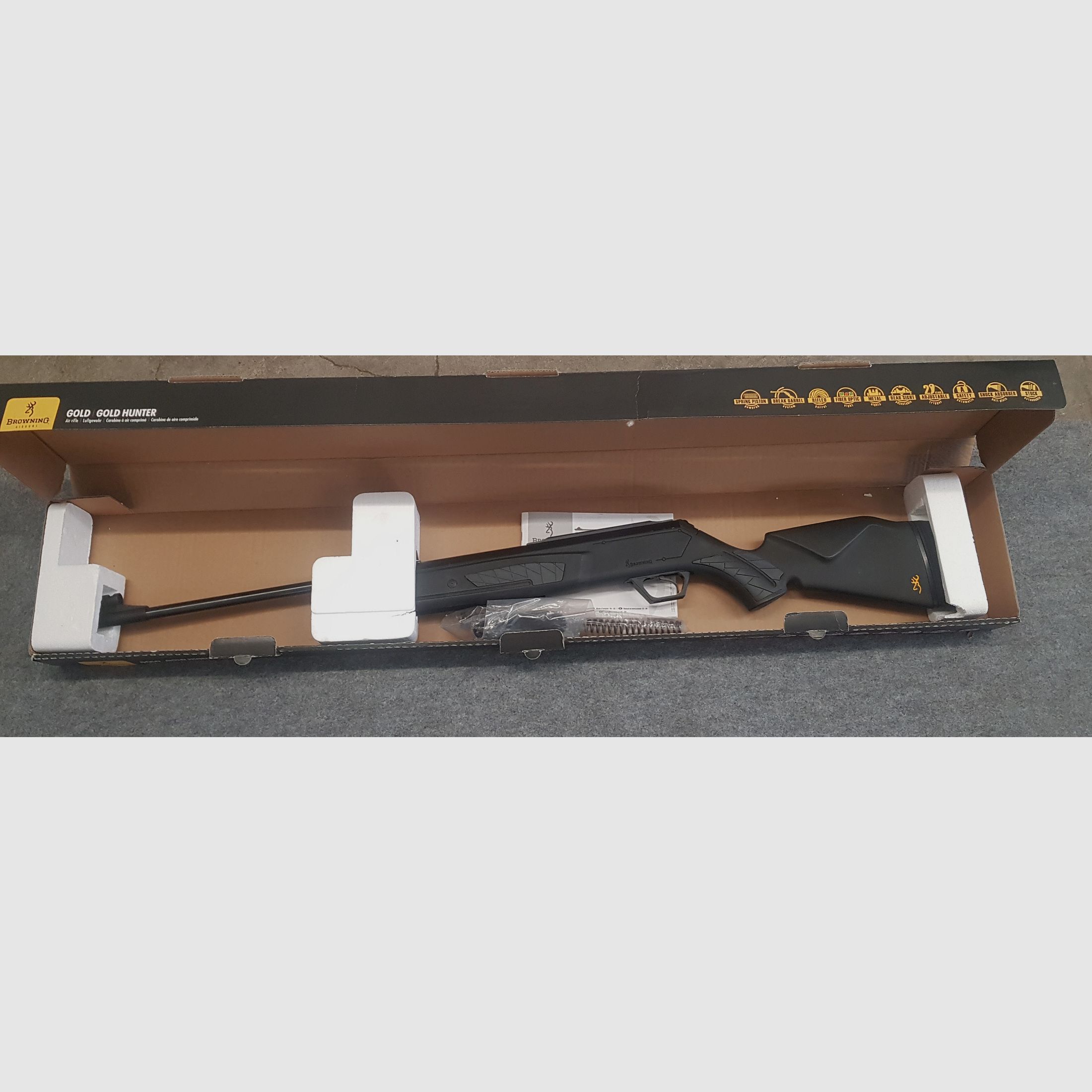 Neuwertig Browning Airguns Gold Umarex Knicker Luftgewehr mit F Zeichen cal. 4,5mm
