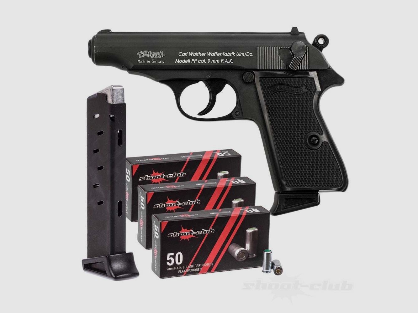 Carl Walther GmbH	 Walther PP Schreckschuss 9mm im Platzpatronen-Set