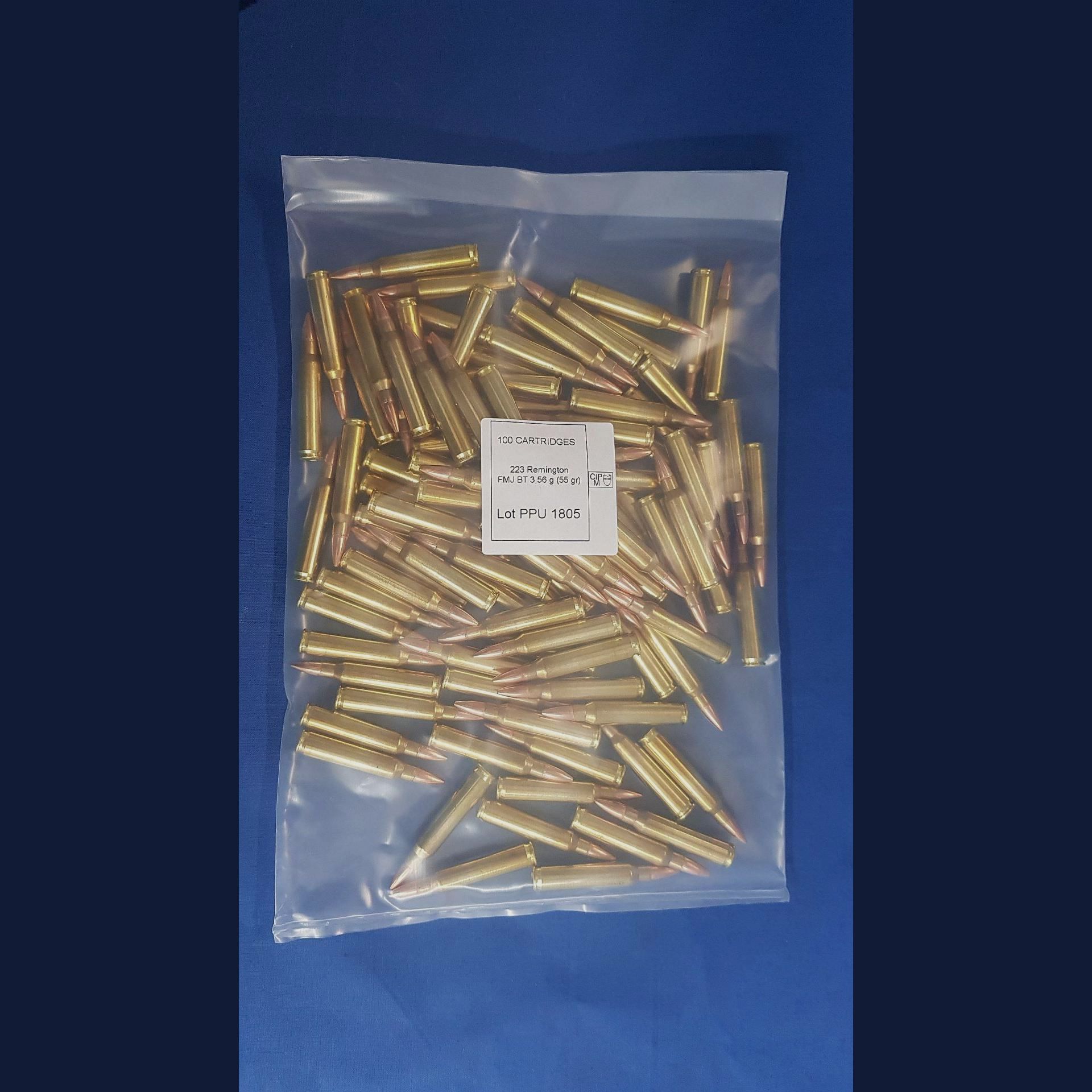 PPU .223 Rem FMJ BT 55grs 3,56g 100pcs