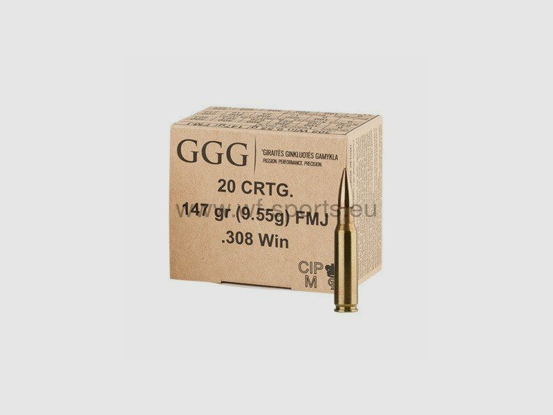 GGG GPX11 .308 FMJ 147gr/9,55 g - 20pz GGG GPX11 .308 FMJ 147gr/9,55 g - 20pz
