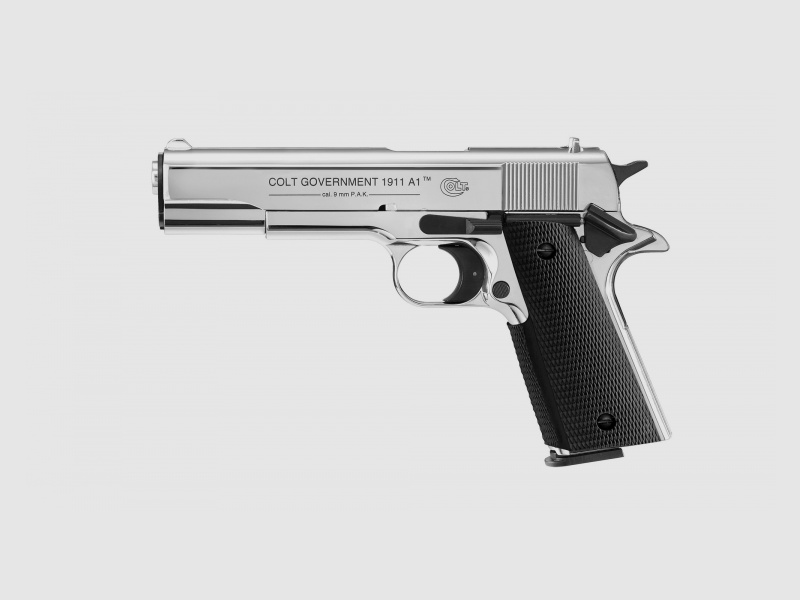 Colt Government 1911 A1 9mm P.A.K., polished chrome
