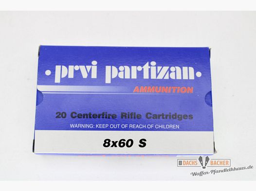 PPU Privi Partizan 8x60 S 12,7g/196gr SP Teilmantel 20 Schuß