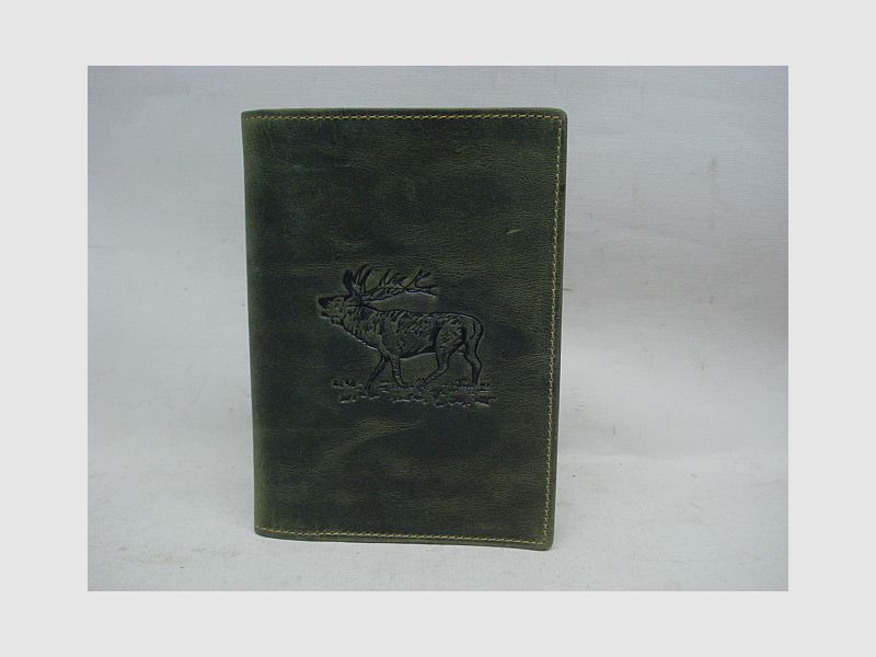 Hunting license case deer motif - 6 compartments, olive