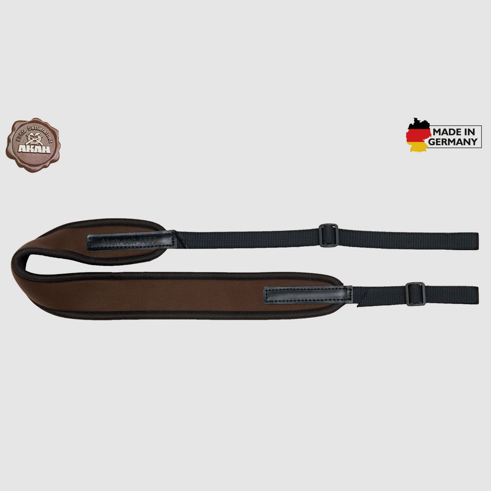 AKAH Cinghia per Fucile Universale in Neoprene Super Elastico Neoprene Marrone con Cinghia Nera