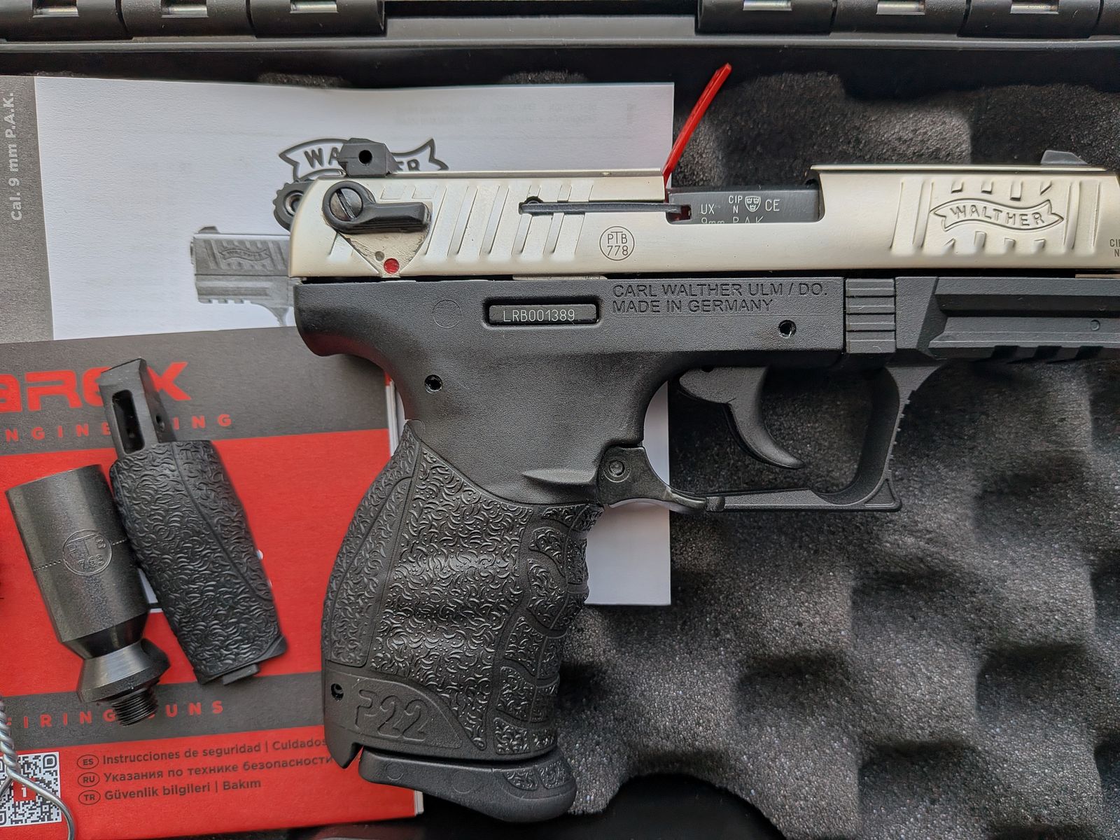 Walther P22Q Nickel 9mm P.A.K. - NEW - P 22 Q blank firing pistol