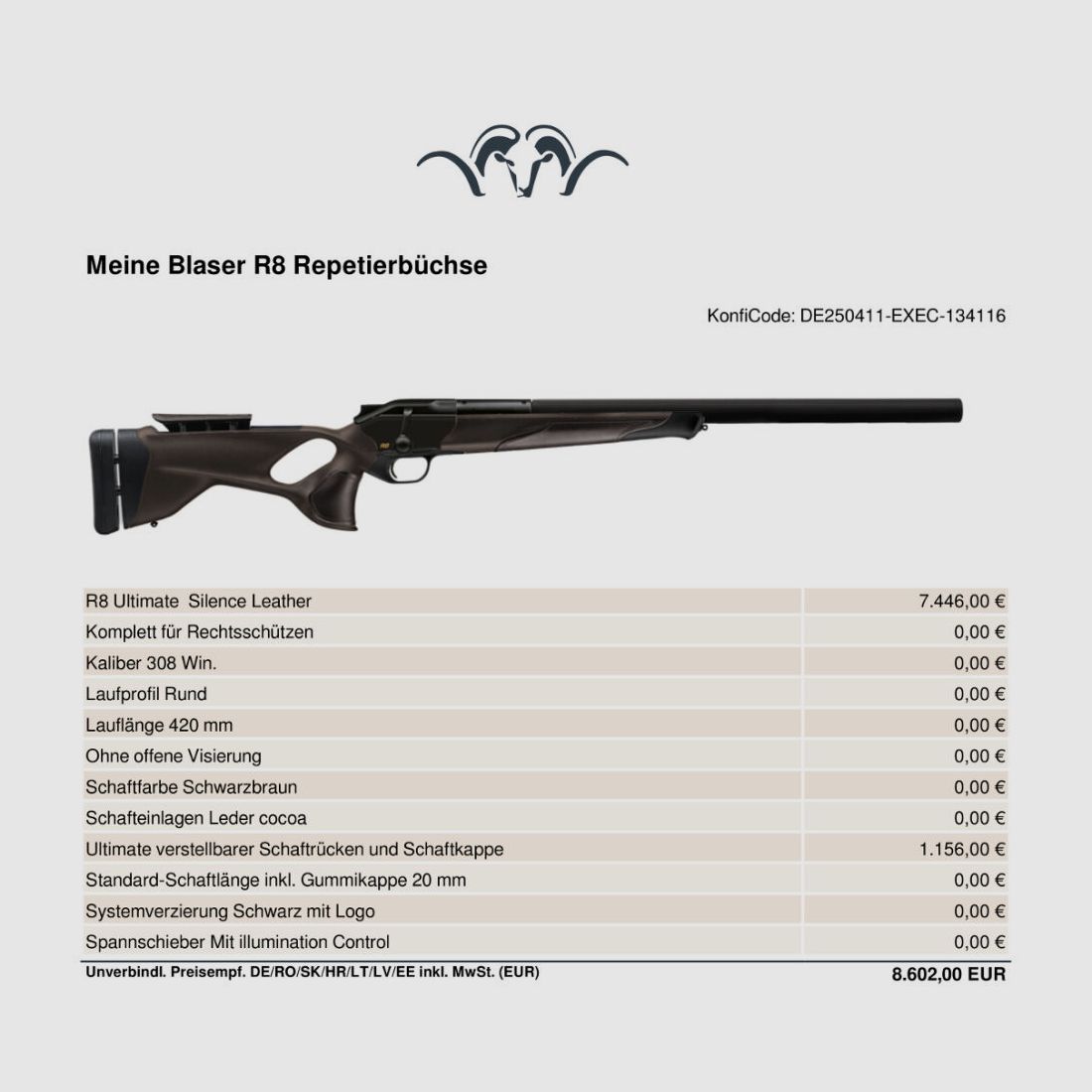 Blaser R8 Ultimate Silence Skórzany Kakaowy