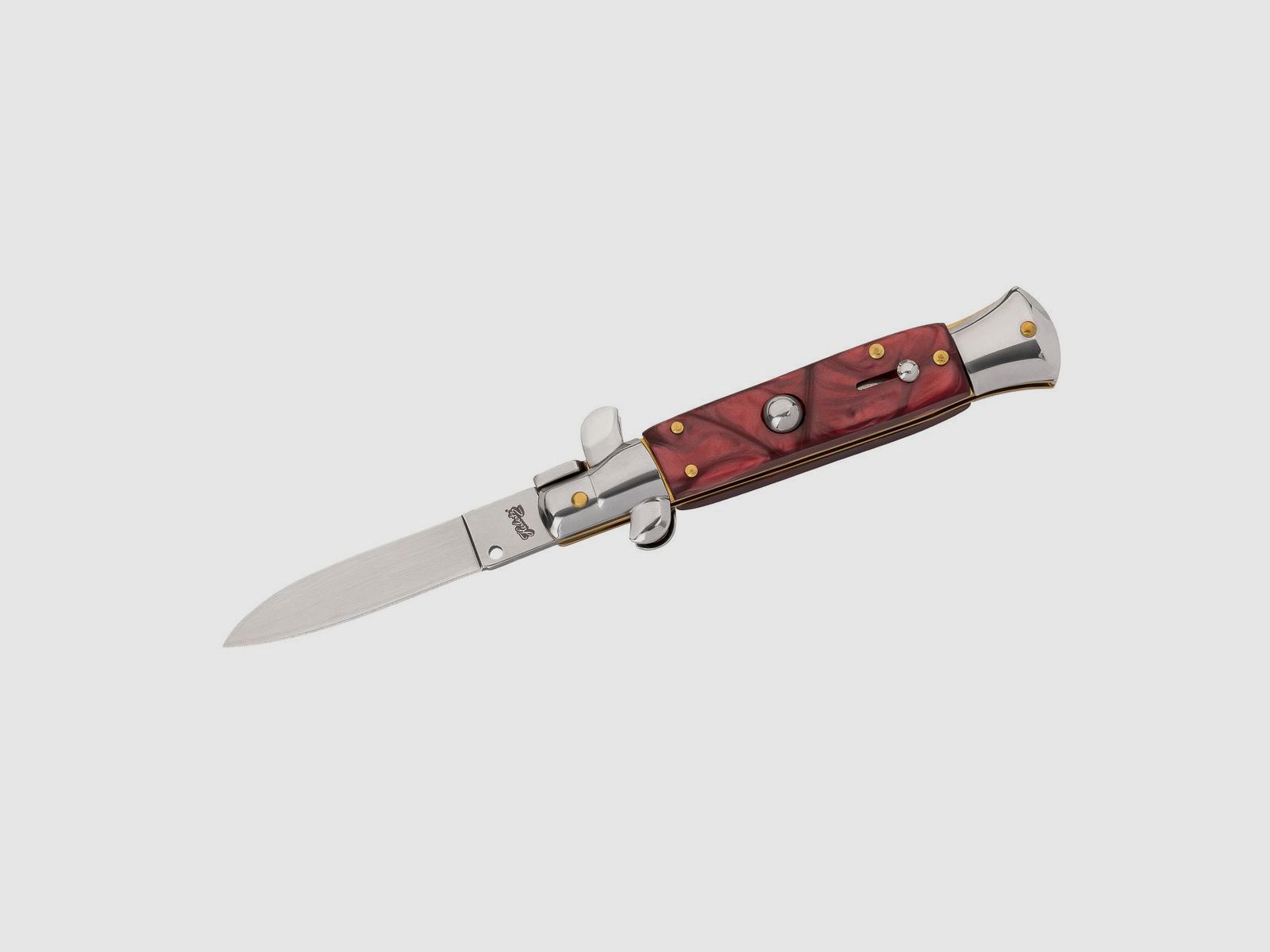 Coltello a molla, motivo marmo rosso stiletto classico