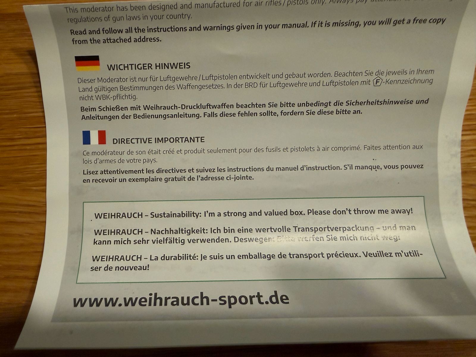 Weihrauch Schalldämpfer 635-HWSILENCER 1/2 Zoll UNF Gewinde