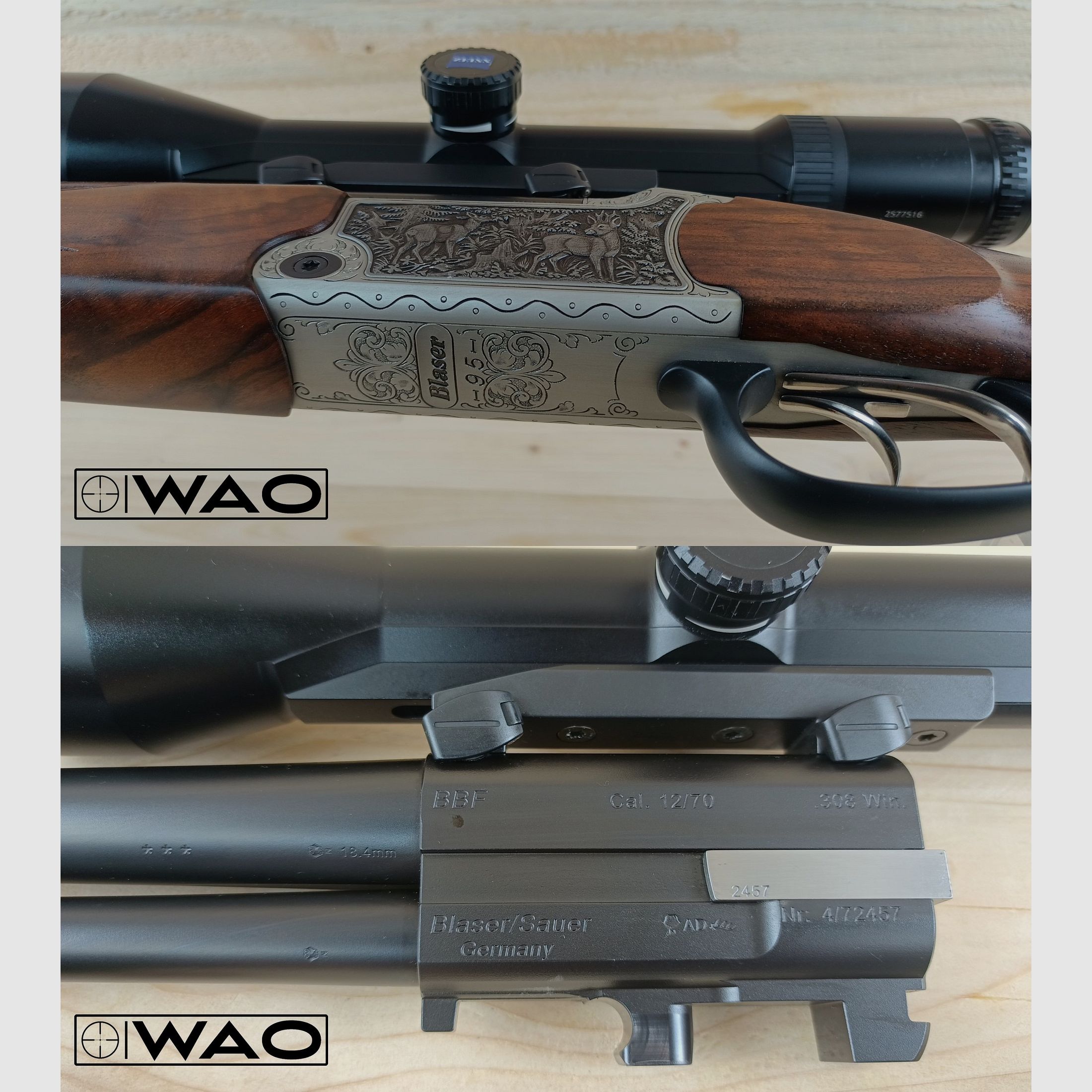 Blaser BBF 95 Luxus, BBF95, Kal. .308 Win; 12/70 *inkl. Zeiss Optik mit Leuchtabsehen*