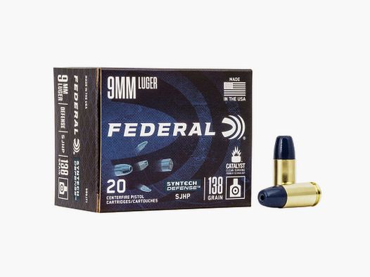 FEDERAL 9 MM LUGER 138 GRS SYNTECH DEFENSE SJHP 20 PCS