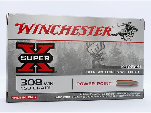 Winchester .308 Win. Power Point 9,7g/150grs Cartouches de fusil