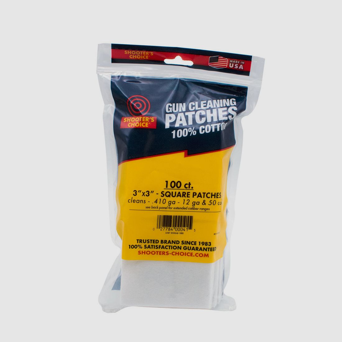 Panni per la pulizia Shooter's Choice 3" per .50 - .12/.10 100 pezzi (SHF-919SQ-100)
