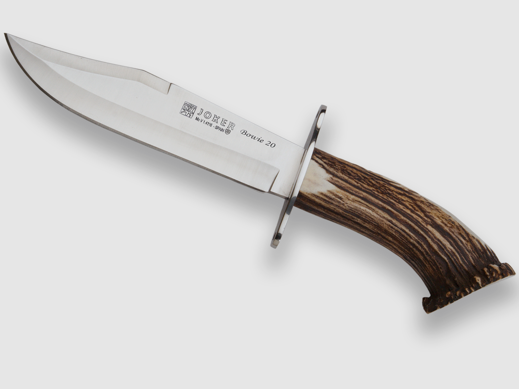 Joker Hunting Bowie Knife with Stag Horn Handle and 20 cm Blade.