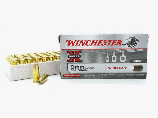 Winchester	 9mm Luger Winchester Winclean Super X 8,0g / 124grs  BLEIFREI 1000 Stück